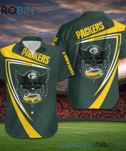 Green Bay Packers NFL Skull American Football Short Sleeve Button Down Hawaiian Shirt