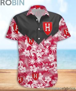 Harvard Crimson NCAA Tropical Seamless Casual Button Down Shirts
