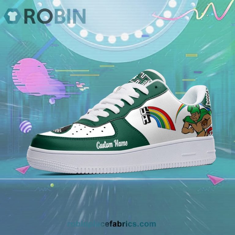 Hawaii Rainbow Warriors Mascot Logo NCAA Custom Name Air Force 1 AF1 Shoes