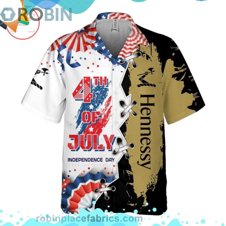 Hennessy 4th Of July Independence Day Short Sleeve Button Down Hawaiian Shirt