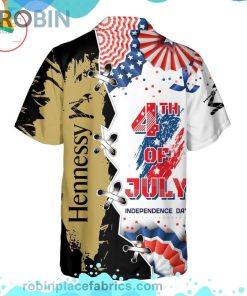 Hennessy 4th Of July Independence Day Short Sleeve Button Down Hawaiian Shirt