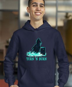 Barrel Racer Barrel Racing Horse Turn and Burn Teal Shirt