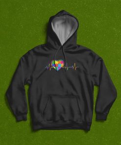 Autism Puzzle Piece Heartbeat Heart Awareness T-Shirt, Hoodie, Sweatshirt