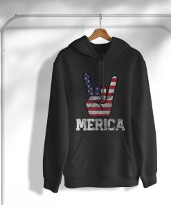 Merica Rock Sign 4th of July Vintage American Flag T-Shirt, Hoodie, Sweatshirt