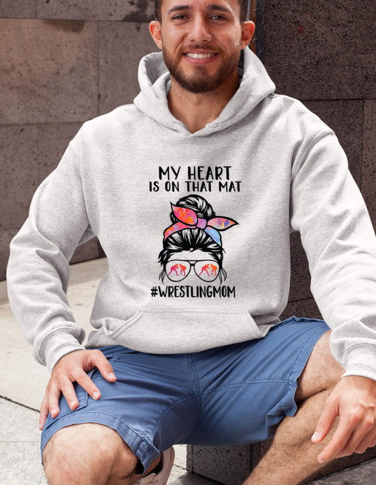 My Heart Is On That Mat funny Wrestler son Wrestling mom Shirt