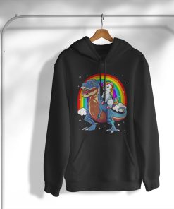 Unicorn Riding T rex Dinosaur Rainbow T-Shirt, Hoodie, Sweatshirt