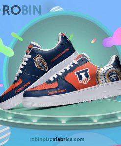 Illinois Fighting Illini Mascot Logo NCAA Custom Name Air Force 1 AF1 Shoes