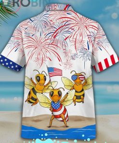 Independence Day Is Coming Bee Short Sleeve Button Down Hawaiian Shirt
