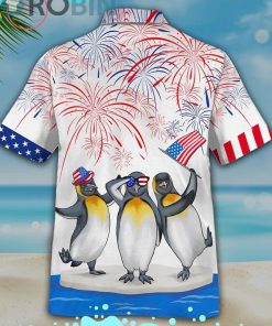 Independence Day Is Coming Penguin Short Sleeve Button Down Hawaiian Shirt