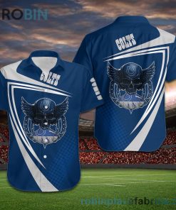 Indianapolis Colts NFL Skull American Football Short Sleeve Button Down Hawaiian Shirt