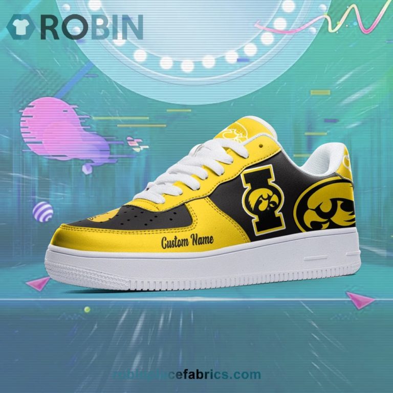 Iowa Hawkeyes Mascot Logo NCAA Custom Name Air Force 1 AF1 Shoes