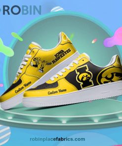 Iowa Hawkeyes Mascot Logo NCAA Custom Name Air Force 1 AF1 Shoes