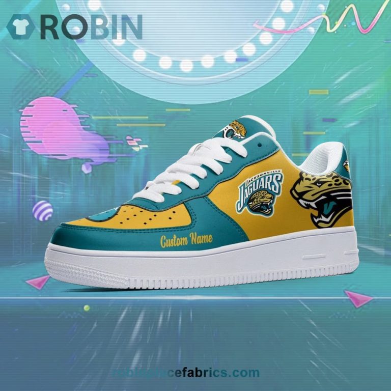 Jacksonville Jaguars Mascot Logo NFL Custom Name Air Force 1 AF1 Shoes