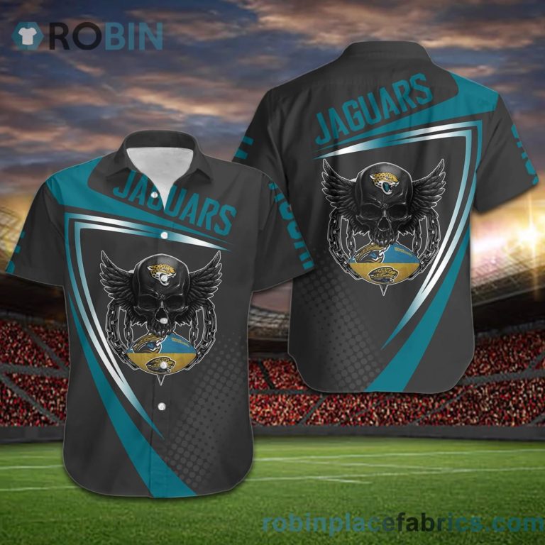 Jacksonville Jaguars NFL Skull American Football Short Sleeve Button Down Hawaiian Shirt