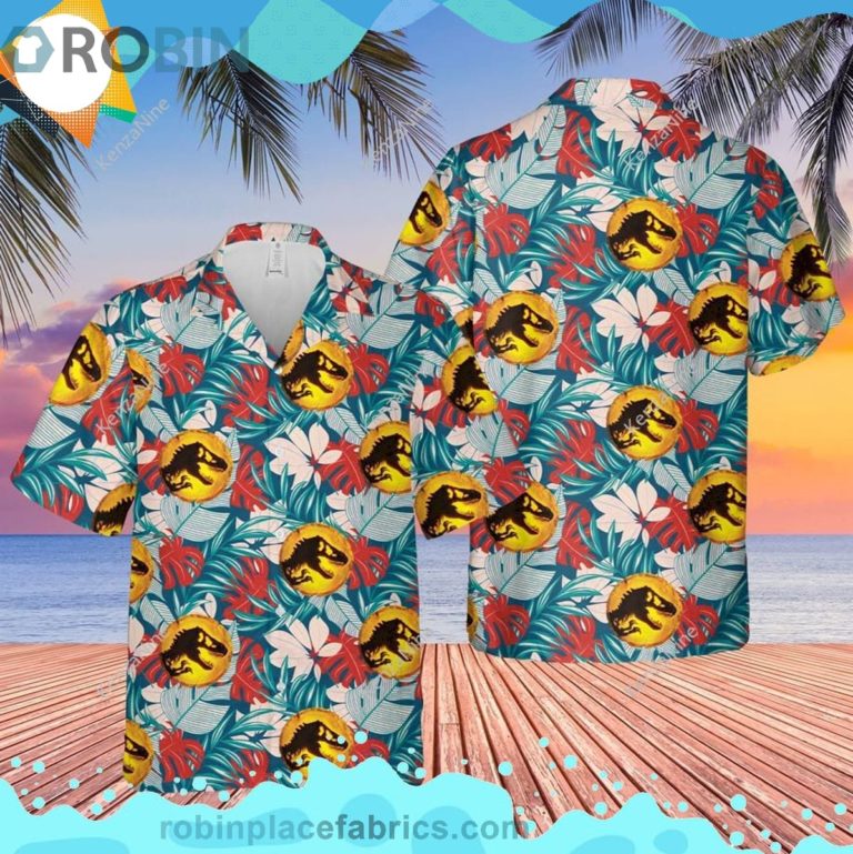 Jurassic World Summer Short Sleeve Button Down Hawaiian Shirt