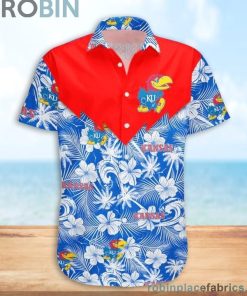 Kansas Jayhawks NCAA Tropical Seamless Casual Button Down Shirts