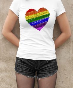 Pride Flag I love LGBT Rainbow Colored Heart Shirt