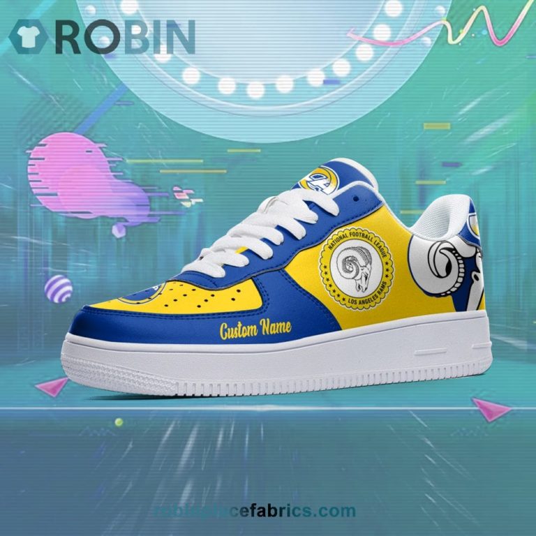 Los Angeles Rams Mascot Logo NFL Custom Name Air Force 1 AF1 Shoes