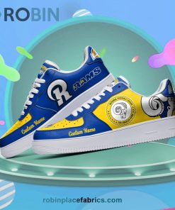 Los Angeles Rams Mascot Logo NFL Custom Name Air Force 1 AF1 Shoes Los Angeles Rams Mascot Logo NFL Custom Name Air Force 1 AF1 Shoes