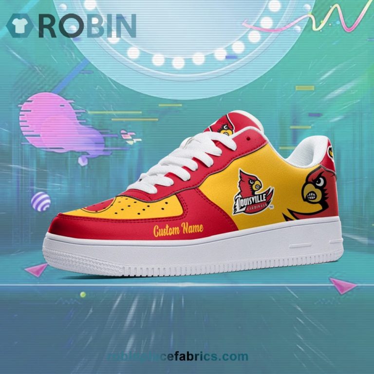 Louisville Cardinals Mascot Logo NCAA Custom Name Air Force 1 AF1 Shoes