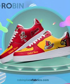 Louisville Cardinals Mascot Logo NCAA Custom Name Air Force 1 AF1 Shoes
