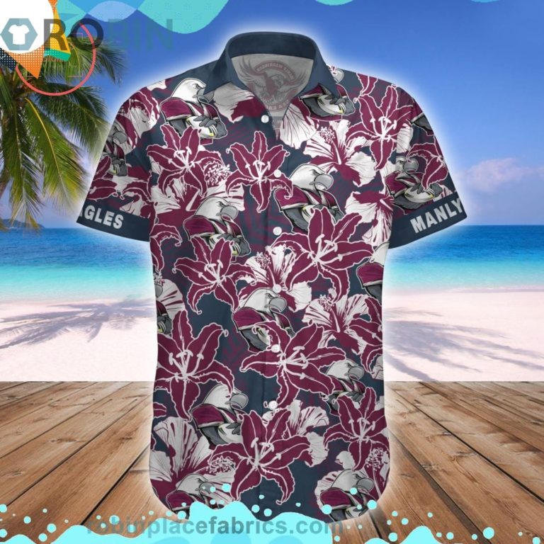 Manly Sea Eagles Mascot Short Sleeve Button Down Hawaiian Shirt