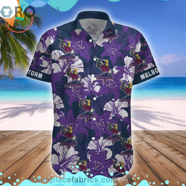 Melbourne Storm Mascot Short Sleeve Button Down Hawaiian Shirt