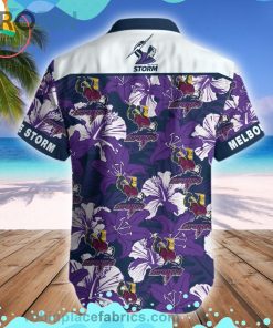 Melbourne Storm Mascot Short Sleeve Button Down Hawaiian Shirt Melbourne Storm Mascot Short Sleeve Button Down Hawaiian Shirt