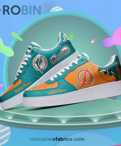 Miami Dolphins Mascot Logo NFL Custom Name Air Force 1 AF1 Shoes