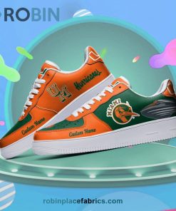Miami Hurricanes Mascot Logo NCAA Custom Name Air Force 1 AF1 Shoes