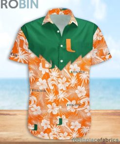 Miami Hurricanes NCAA Tropical Seamless Casual Button Down Shirts