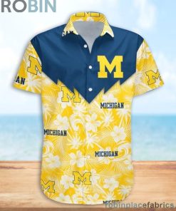 Michigan Wolverines NCAA Tropical Seamless Casual Button Down Shirts