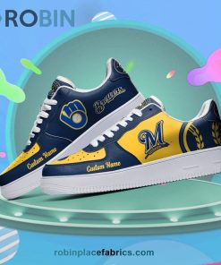 Milwaukee Brewers Mascot Logo MLB Custom Name Air Force 1 AF1 Shoes