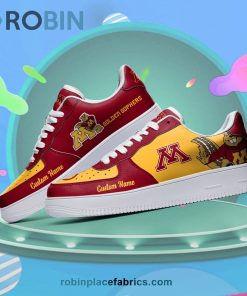 Minnesota Golden Gophers Mascot Logo NCAA Custom Name Air Force 1 AF1 Shoes