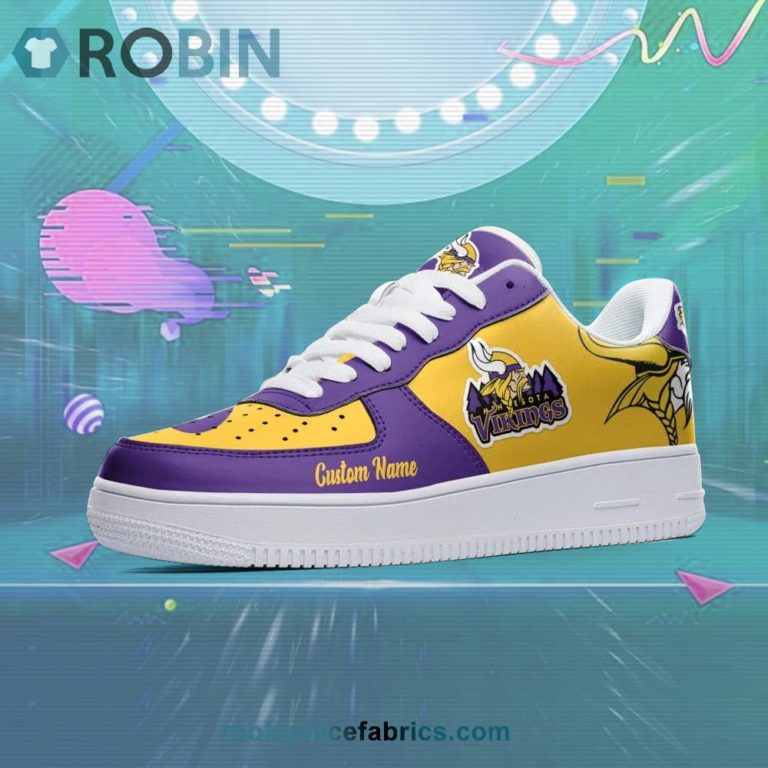 Minnesota Vikings Mascot Logo NFL Custom Name Air Force 1 AF1 Shoes