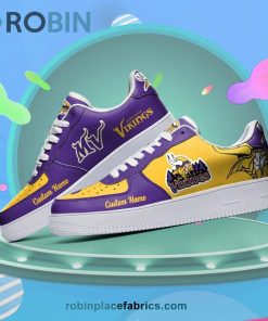 Minnesota Vikings Mascot Logo NFL Custom Name Air Force 1 AF1 Shoes