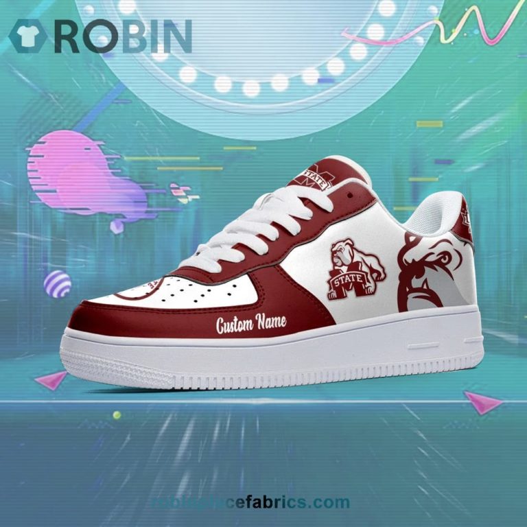 Mississippi State Bulldogs Mascot Logo NCAA Custom Name Air Force 1 AF1 Shoes