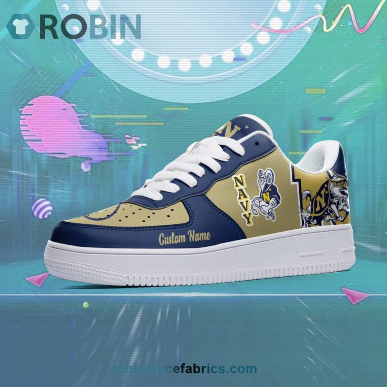 Navy Midshipmen Mascot Logo NCAA Custom Name Air Force 1 AF1 Shoes
