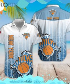 Nba New York Knicks Short Sleeve Button Down Hawaiian Shirt
