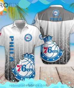 Nba Philadelphia 76ers Short Sleeve Button Down Hawaiian Shirt
