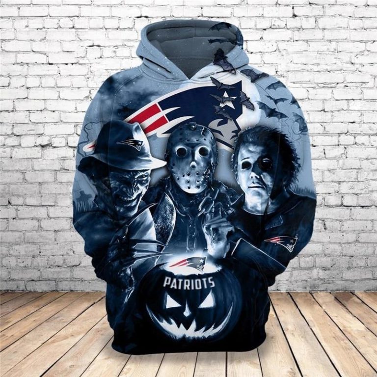 New England Patriots Hoodies All Over Print Halloween Horror Night Sweatshirt Pullover