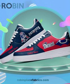 New England Patriots Mascot Logo NFL Custom Name Air Force 1 AF1 Shoes