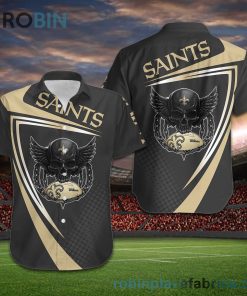 New Orleans Saints NFL Skull American Football Short Sleeve Button Down Hawaiian Shirt