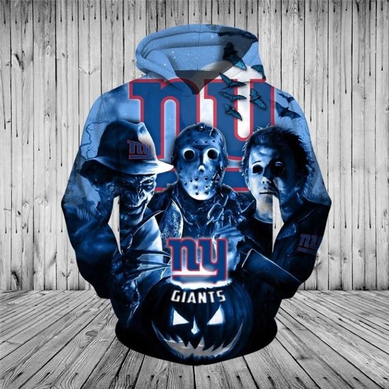 New York Giants Hoodies All Over Print Halloween Horror Night Sweatshirt Pullover