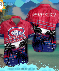 Nhl Montreal Canadiens Short Sleeve Button Down Hawaiian Shirt