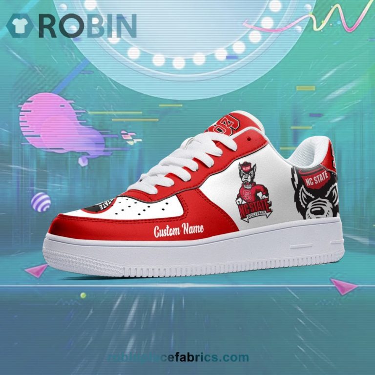 North Carolina State Wolfpack Mascot Logo NCAA Custom Name Air Force 1 AF1 Shoes
