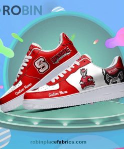North Carolina State Wolfpack Mascot Logo NCAA Custom Name Air Force 1 AF1 Shoes