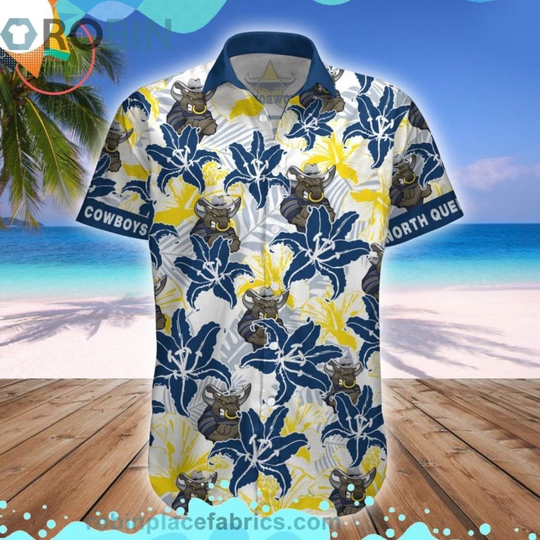 North Queensland Cowboys Mascot Short Sleeve Button Down Hawaiian Shirt