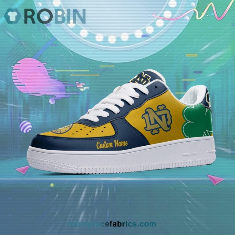 Notre Dame Fighting Irish Mascot Logo NCAA Custom Name Air Force 1 AF1 Shoes