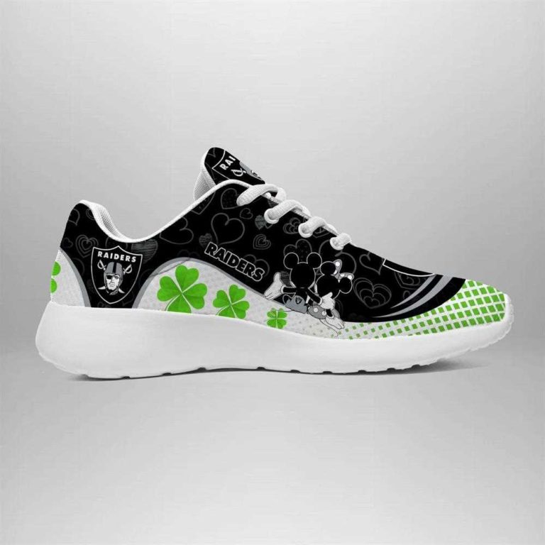 Oakland Raiders Running Shoes Mickey Four Leaf Clovers